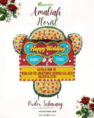Karangan Papan Bunga Pernikahan di Semedo